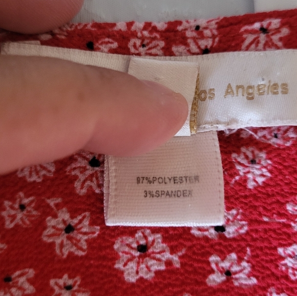 Monteau Red Floral Blouse with Ruffle Sleeves, More Like A Small. - Picture 4 of 4